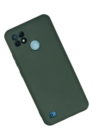 Newface Realme C21 Kılıf Nano içi Kadife Silikon - Koyu Yeşil resmi