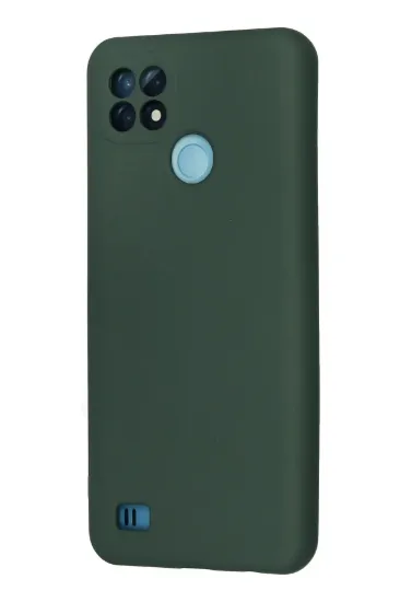 Newface Realme C21 Kılıf Nano içi Kadife Silikon - Koyu Yeşil resmi
