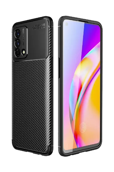 Newface Oppo A74 4G Kılıf Auto Focus Karbon Kapak - Siyah resmi