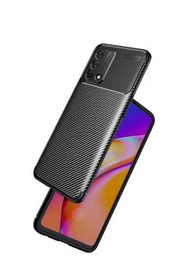 Newface Oppo A74 4G Kılıf Auto Focus Karbon Kapak - Lacivert resmi
