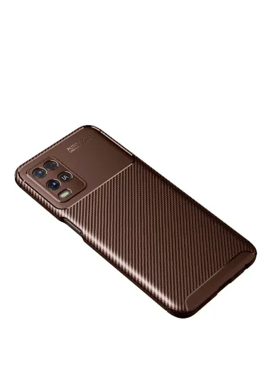 Newface Oppo A54 4G Kılıf Auto Focus Karbon Kapak - Kahverengi resmi
