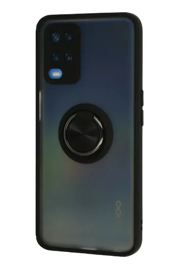 Newface Oppo A54 4G Kılıf Montreal Yüzüklü Silikon Kapak - Siyah resmi