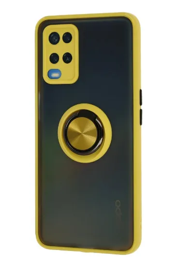 Newface Oppo A54 4G Kılıf Montreal Yüzüklü Silikon Kapak - Sarı resmi