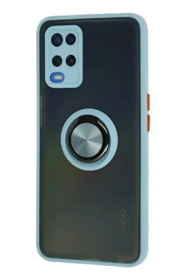 Newface Oppo A54 4G Kılıf Montreal Yüzüklü Silikon Kapak - Buz Mavi resmi
