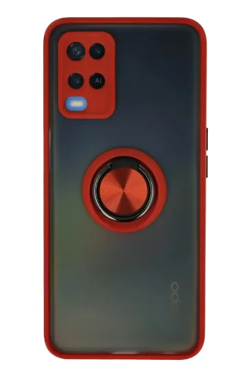 Newface Oppo A54 4G Kılıf Montreal Yüzüklü Silikon Kapak - Kırmızı resmi