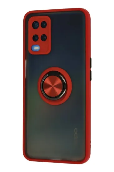 Newface Oppo A54 4G Kılıf Montreal Yüzüklü Silikon Kapak - Kırmızı resmi