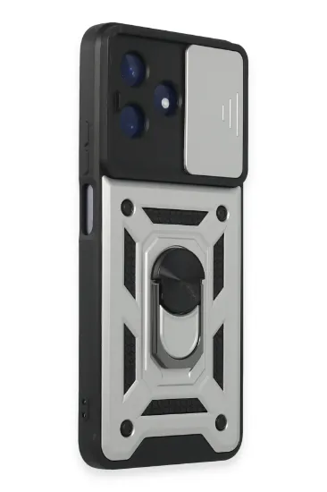Newface Realme C53 Kılıf Pars Lens Yüzüklü Silikon - Gümüş resmi