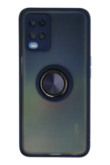 Newface Oppo A54 4G Kılıf Montreal Yüzüklü Silikon Kapak - Lacivert resmi