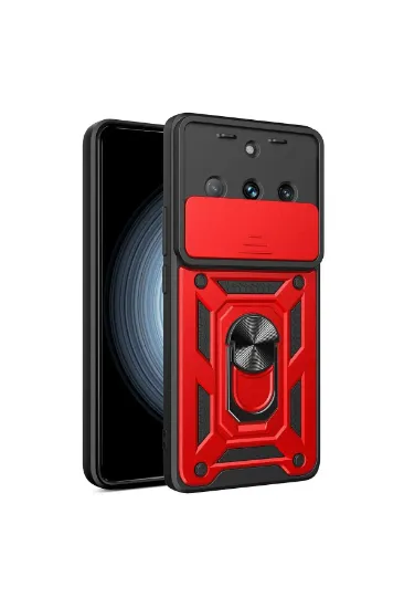 Newface Realme 11 Pro Kılıf Pars Lens Yüzüklü Silikon - Kırmızı resmi