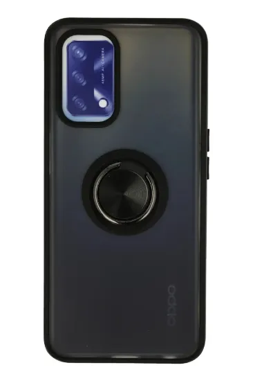 Newface Oppo A74 4G Kılıf Montreal Yüzüklü Silikon Kapak - Siyah resmi