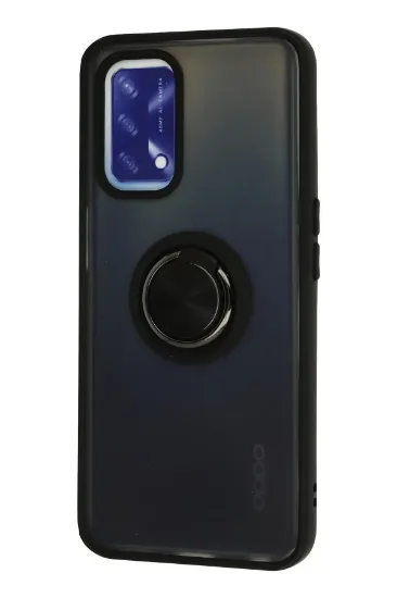 Newface Oppo A74 4G Kılıf Montreal Yüzüklü Silikon Kapak - Siyah resmi