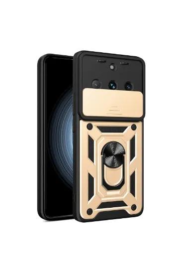 Newface Realme 11 Pro Kılıf Pars Lens Yüzüklü Silikon - Gold resmi