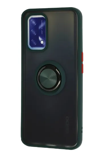 Newface Oppo A74 4G Kılıf Montreal Yüzüklü Silikon Kapak - Yeşil resmi