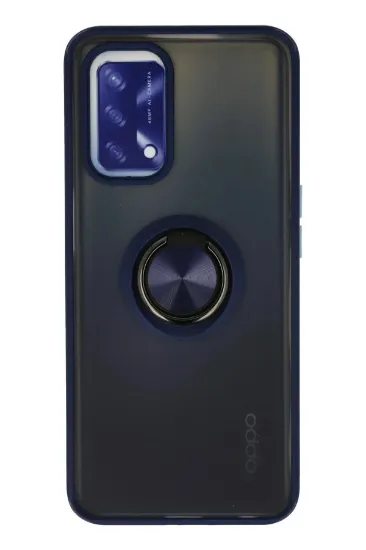 Newface Oppo A74 4G Kılıf Montreal Yüzüklü Silikon Kapak - Lacivert resmi