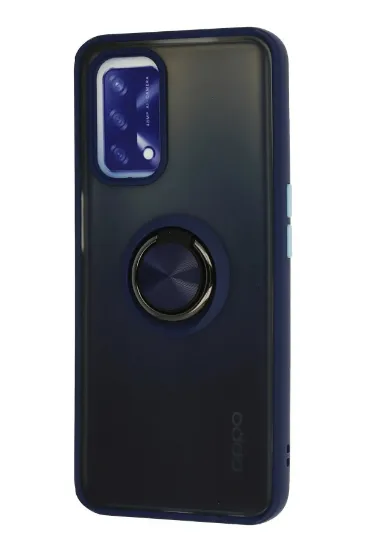 Newface Oppo A74 4G Kılıf Montreal Yüzüklü Silikon Kapak - Lacivert resmi