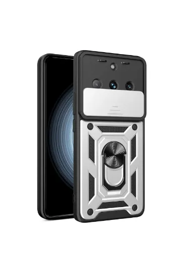 Newface Realme 11 Pro Kılıf Pars Lens Yüzüklü Silikon - Gümüş resmi