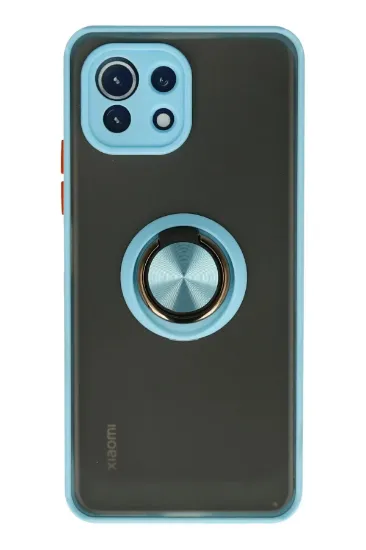Newface Xiaomi Mİ 11 Lite Kılıf Montreal Yüzüklü Silikon Kapak - Buz Mavi resmi