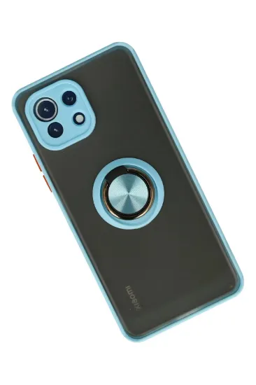 Newface Xiaomi Mİ 11 Lite Kılıf Montreal Yüzüklü Silikon Kapak - Buz Mavi resmi