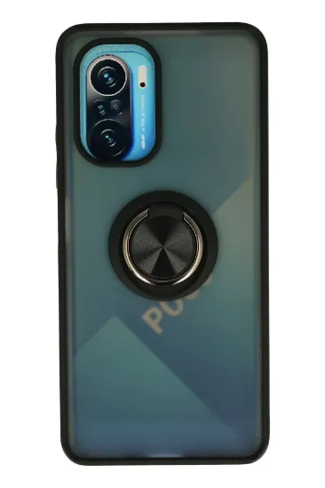 Newface Xiaomi Redmi K40 Kılıf Montreal Yüzüklü Silikon Kapak - Siyah resmi