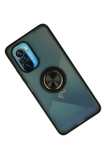 Newface Xiaomi Redmi K40 Kılıf Montreal Yüzüklü Silikon Kapak - Siyah resmi