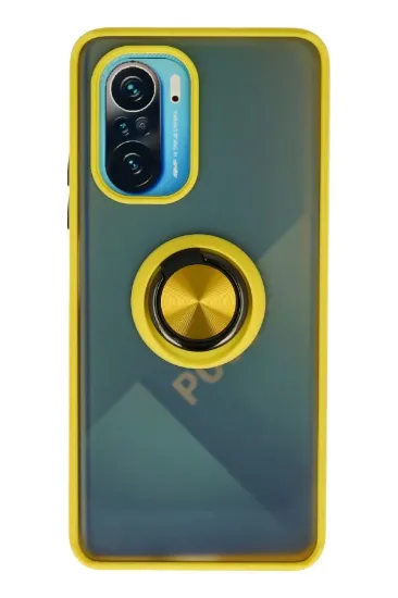 Newface Xiaomi Redmi K40 Kılıf Montreal Yüzüklü Silikon Kapak - Sarı resmi