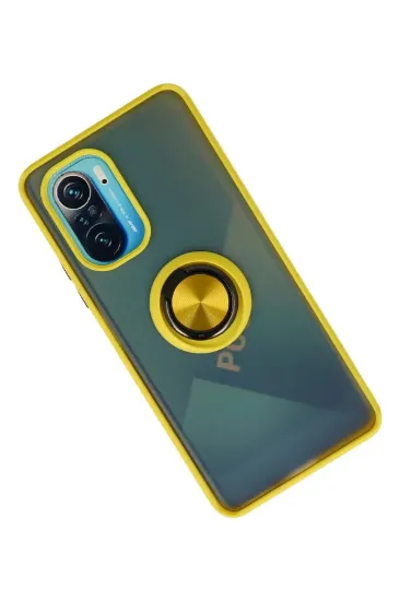 Newface Xiaomi Redmi K40 Kılıf Montreal Yüzüklü Silikon Kapak - Sarı resmi
