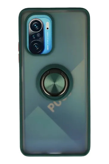 Newface Xiaomi Redmi K40 Kılıf Montreal Yüzüklü Silikon Kapak - Yeşil resmi