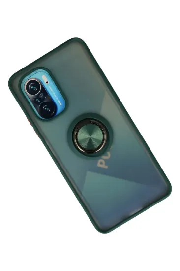 Newface Xiaomi Redmi K40 Kılıf Montreal Yüzüklü Silikon Kapak - Yeşil resmi