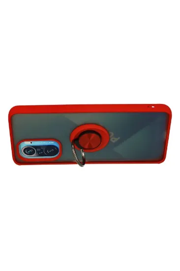 Newface Xiaomi Redmi K40 Kılıf Montreal Yüzüklü Silikon Kapak - Kırmızı resmi