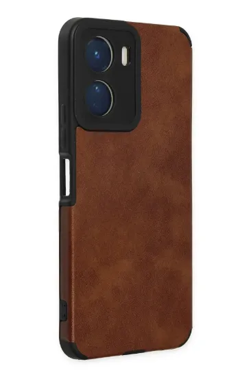 Newface Vivo Y16 Kılıf Loop Deri Silikon - Kahverengi resmi