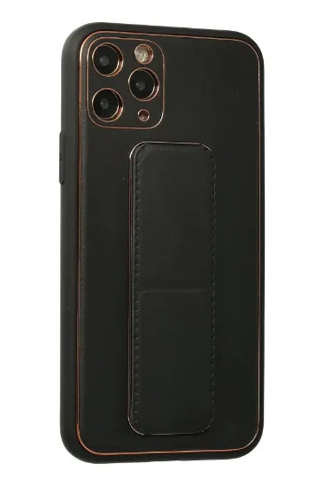 Newface iPhone 11 Pro Kılıf Coco Deri Standlı Kapak - Siyah resmi