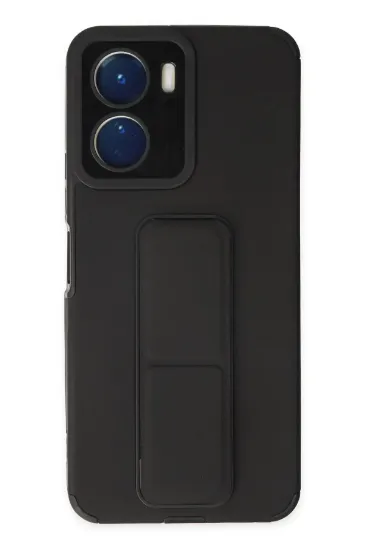 Newface Vivo Y16 Kılıf Mega Standlı Silikon - Siyah resmi