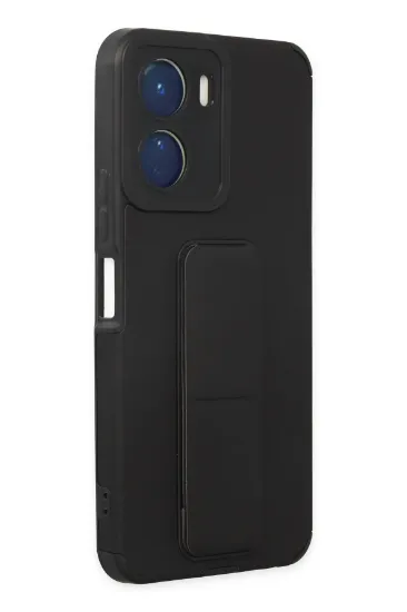 Newface Vivo Y16 Kılıf Mega Standlı Silikon - Siyah resmi