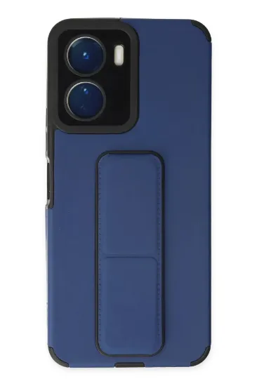 Newface Vivo Y16 Kılıf Mega Standlı Silikon - Mavi resmi