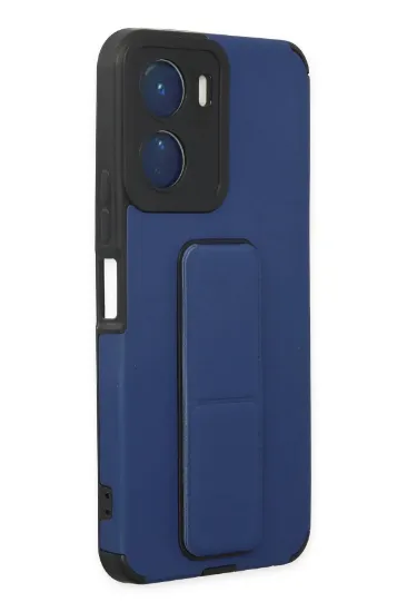 Newface Vivo Y16 Kılıf Mega Standlı Silikon - Mavi resmi