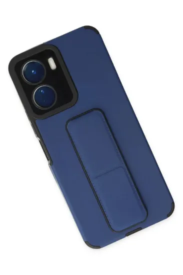 Newface Vivo Y16 Kılıf Mega Standlı Silikon - Mavi resmi