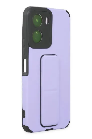 Newface Vivo Y16 Kılıf Mega Standlı Silikon - Lila resmi