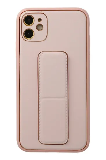 Newface iPhone 12 Kılıf Coco Deri Standlı Kapak - Pembe resmi
