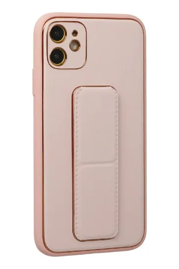 Newface iPhone 12 Kılıf Coco Deri Standlı Kapak - Pembe resmi
