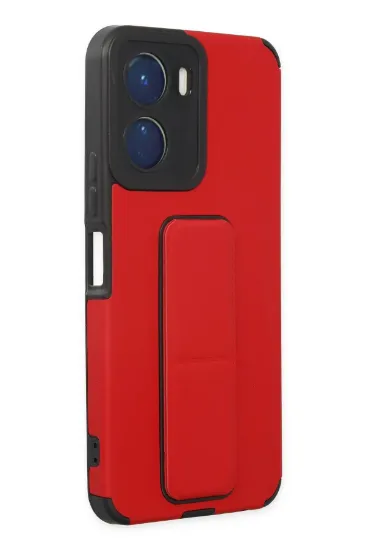 Newface Vivo Y16 Kılıf Mega Standlı Silikon - Kırmızı resmi
