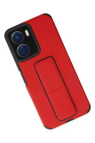 Newface Vivo Y16 Kılıf Mega Standlı Silikon - Kırmızı resmi