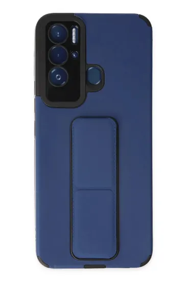 Newface Tecno Pova Neo Kılıf Mega Standlı Silikon - Mavi resmi