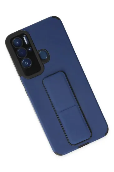 Newface Tecno Pova Neo Kılıf Mega Standlı Silikon - Mavi resmi