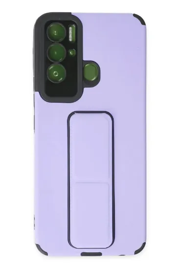 Newface Tecno Pova Neo Kılıf Mega Standlı Silikon - Lila resmi