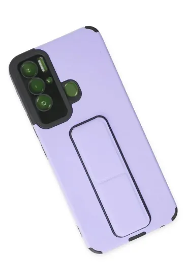 Newface Tecno Pova Neo Kılıf Mega Standlı Silikon - Lila resmi