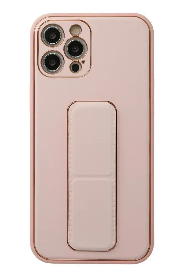 Newface iPhone 12 Pro Kılıf Coco Deri Standlı Kapak - Pembe resmi