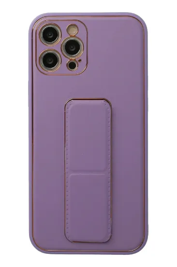 Newface iPhone 12 Pro Kılıf Coco Deri Standlı Kapak - Lila resmi