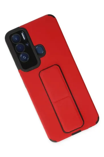 Newface Tecno Pova Neo Kılıf Mega Standlı Silikon - Kırmızı resmi