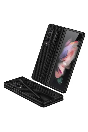 Newface Samsung Galaxy Z Fold 3 Kılıf Fold Kapak - Karbon resmi