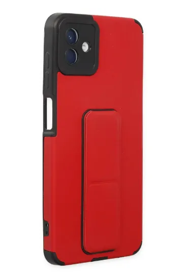 Newface Samsung Galaxy A04 Kılıf Mega Standlı Silikon - Kırmızı resmi